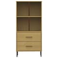 Miniatyrbillede 4 af 9: vidaXL bogreol med 2 skuffer OSLO 60x35x128,5 cm massivt træ brun