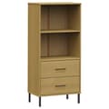 Miniatyrbillede 1 af 9: vidaXL bogreol med 2 skuffer OSLO 60x35x128,5 cm massivt træ brun