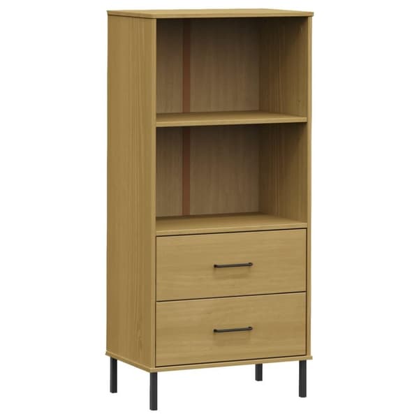 vidaXL bogreol med 2 skuffer OSLO 60x35x128,5 cm massivt træ brun