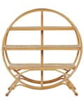 Miniatyrbild 6 av 9: Bokhylla Ljust Trä Fristående 3 Öppna Hyllor Oval Boho Natural Design