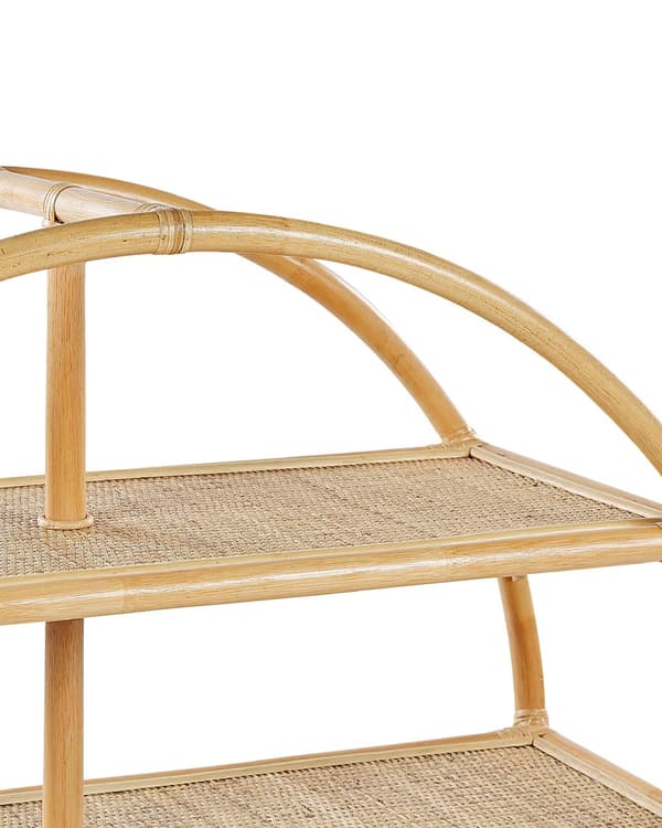 Bokhylla Ljust Trä Fristående 3 Öppna Hyllor Oval Boho Natural Design