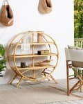 Miniatyrbild 2 av 9: Bokhylla Ljust Trä Fristående 3 Öppna Hyllor Oval Boho Natural Design