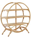 Miniatyrbild 1 av 9: Bokhylla Ljust Trä Fristående 3 Öppna Hyllor Oval Boho Natural Design