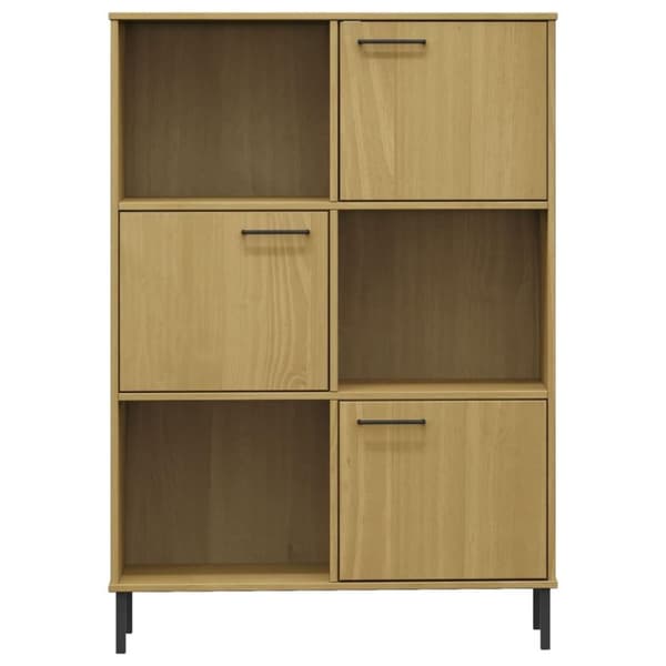 vidaXL Bokhylla med metallben OSLO brun 90x35x128,5 cm massivt trä