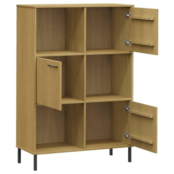 vidaXL Bokhylla med metallben OSLO brun 90x35x128,5 cm massivt trä