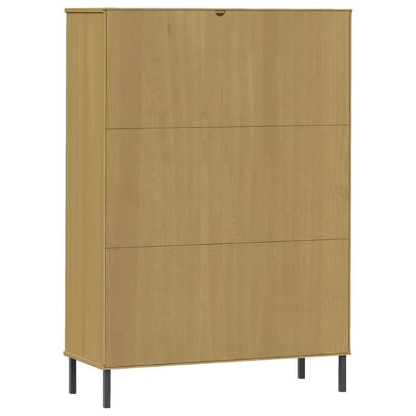 vidaXL Bokhylla med metallben OSLO brun 90x35x128,5 cm massivt trä