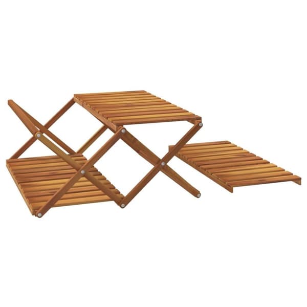 vidaXL Hopfällbar hylla 3 hyllplan 70x31x63 cm massivt akaciaträ