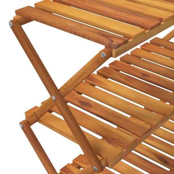 vidaXL Hopfällbar hylla 3 hyllplan 70x31x63 cm massivt akaciaträ
