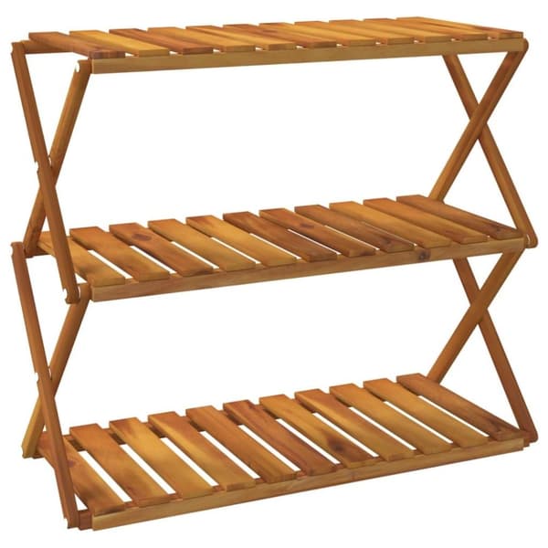 vidaXL Hopfällbar hylla 3 hyllplan 70x31x63 cm massivt akaciaträ