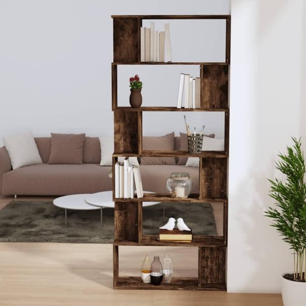 vidaXL Bokhylle/romdeler røkt eik 80x24x192 cm konstruert tre