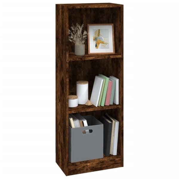 vidaXL Bokhylle 3 etasjer røkt eik 40x24x109 cm konstruert tre