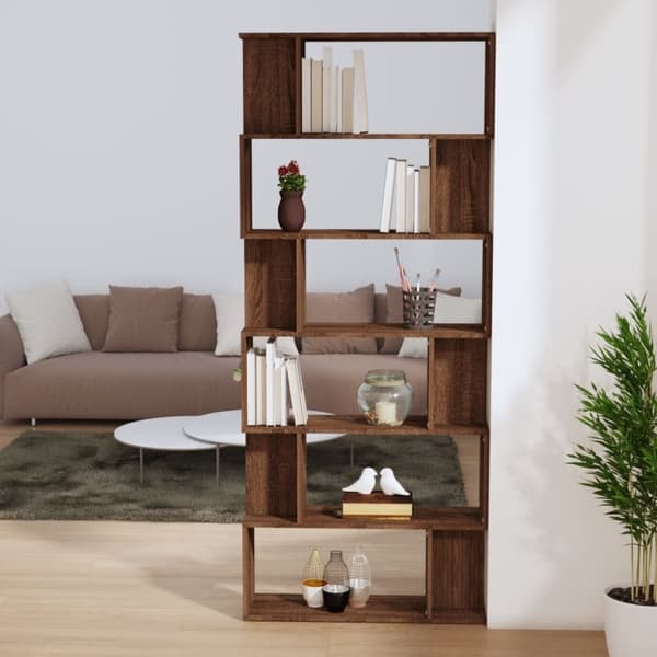 vidaXL Bokhylle/romdeler brun eik 80x24x192 cm konstruert tre
