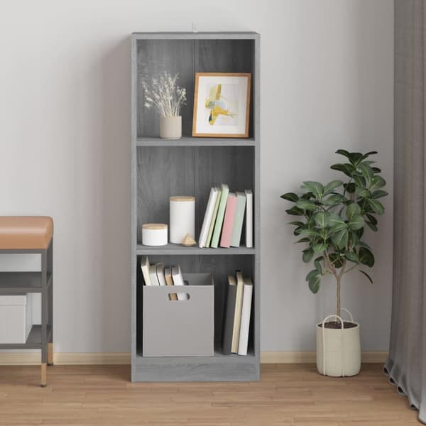 vidaXL Bokhylla 3 hyllor grå sonoma 40x24x109 cm konstruerat trä