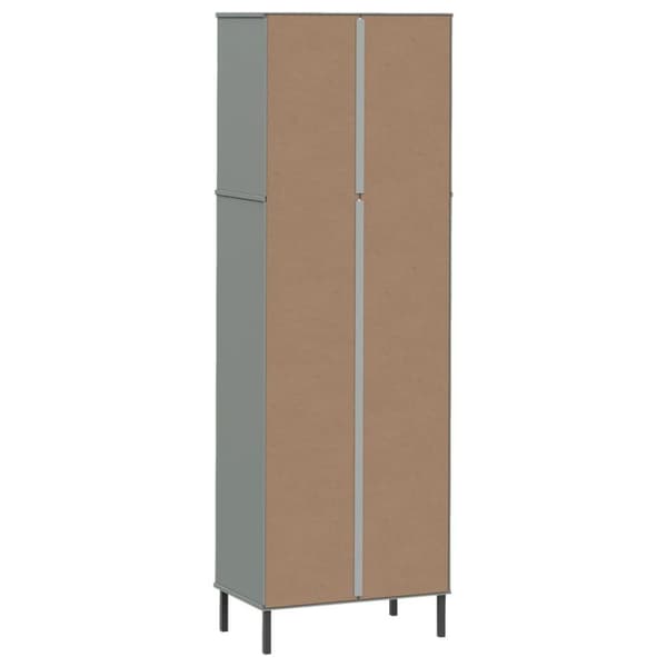 vidaXL Bokhylle med 2 skuffer grå 60x35x180 cm heltre OSLO