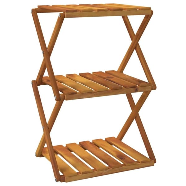 vidaXL Sammenleggbar hylle 3 lag brun 43x31x63 cm heltre akasie