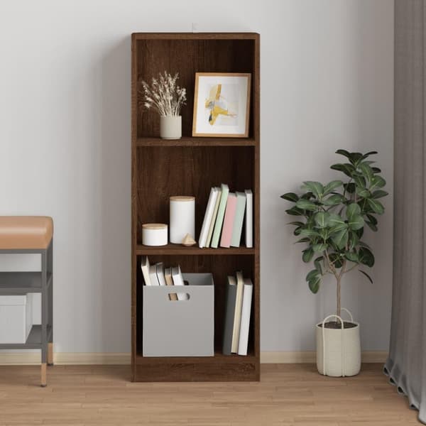 vidaXL Bokhylle 3 etasjer brun eik 40x24x109 cm konstruert tre