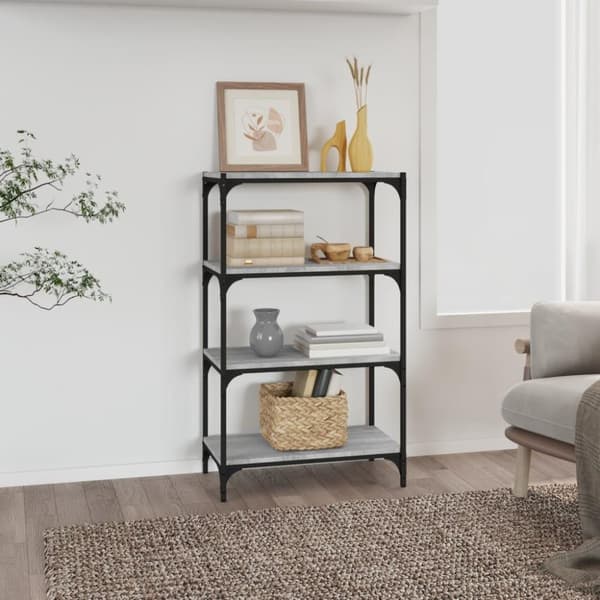 vidaXL bogreol 60x33x100 cm konstrueret træ og stål grå sonoma-eg