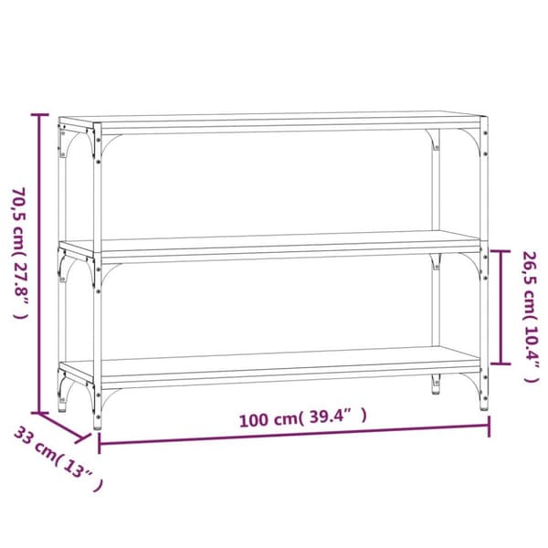 vidaXL bogreol 100x33x70,5 cm konstrueret træ og stål sort