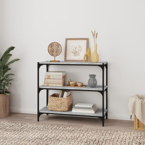 vidaXL bogreol 80x33x70,5 cm konstrueret træ og stål grå sonoma-eg