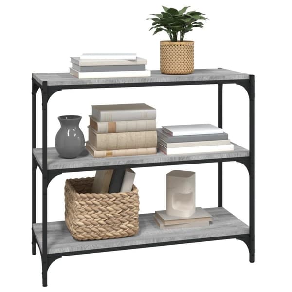 vidaXL bogreol 80x33x70,5 cm konstrueret træ og stål grå sonoma-eg