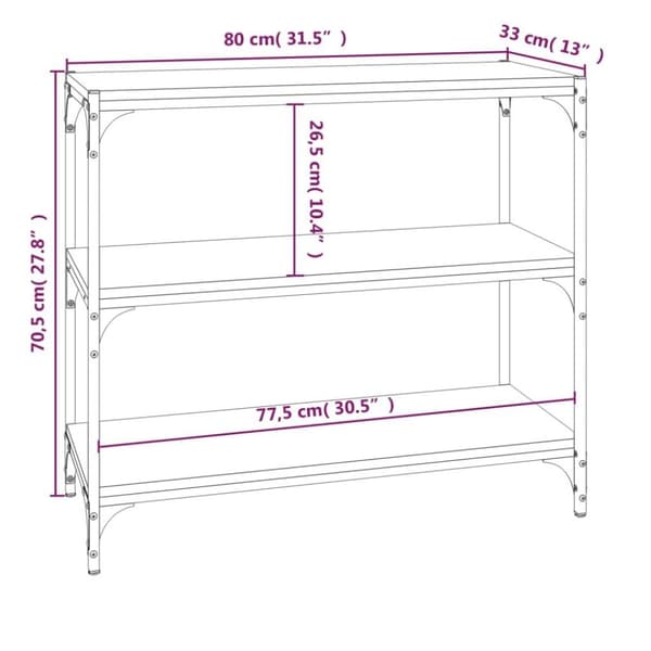 vidaXL bogreol 80x33x70,5 cm konstrueret træ og stål grå sonoma-eg