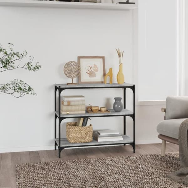 vidaXL bogreol 80x33x70,5 cm konstrueret træ og stål grå sonoma-eg