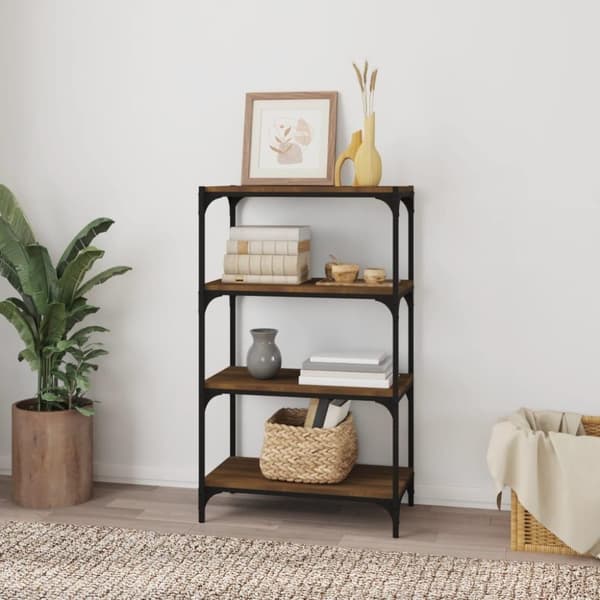 vidaXL bogreol 60x33x100 cm konstrueret træ og stål brunt egetræ