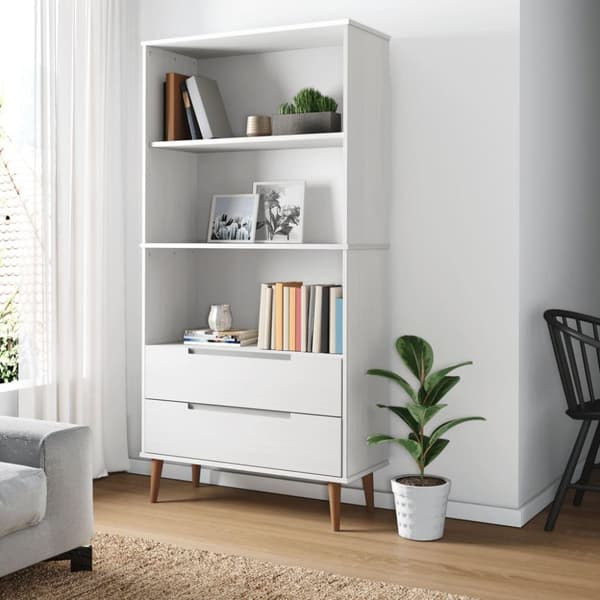 vidaXL bogreol MOLDE 85x35x170,5 cm massivt fyrretræ hvid