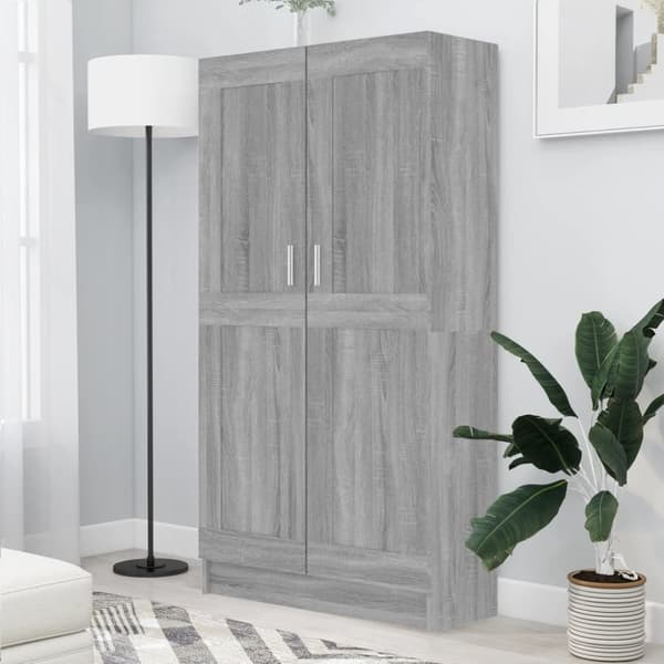 vidaXL bogreol 82,5x30,5x150 cm konstrueret træ grå sonoma-eg