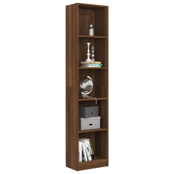 vidaXL bogreol m. 5 hylder 40x24x175 cm konstrueret træ brunt egetræ
