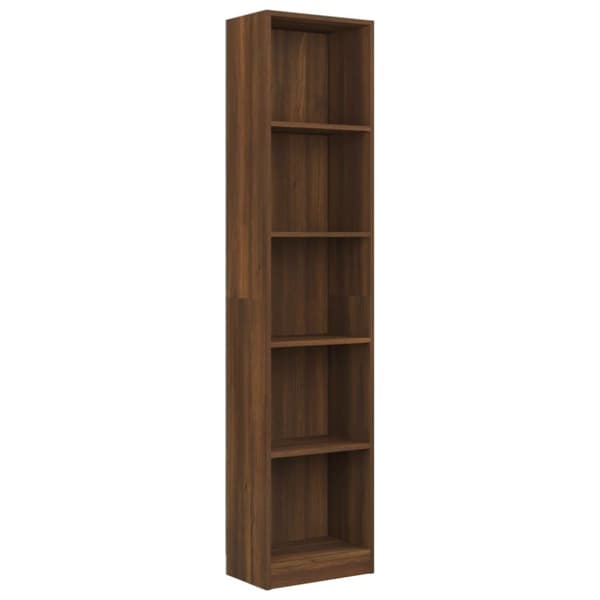 vidaXL bogreol m. 5 hylder 40x24x175 cm konstrueret træ brunt egetræ