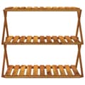 Miniatyrbillede 4 af 11: vidaXL foldbar reol med 3 hylder 70x31x63 cm massivt akacietræ brun
