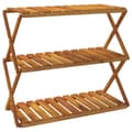 Miniatyrbillede 1 af 11: vidaXL foldbar reol med 3 hylder 70x31x63 cm massivt akacietræ brun