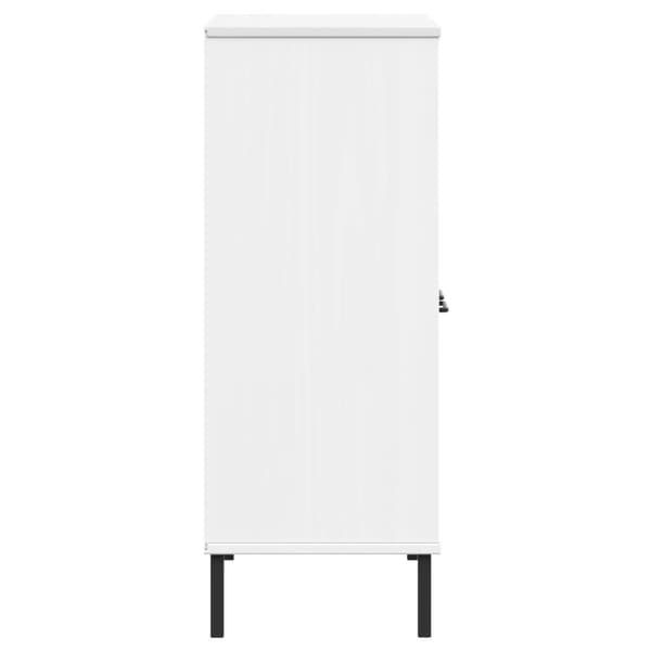 vidaXL bogskab med metalben OSLO 90x35x90,5 cm massivt træ hvid