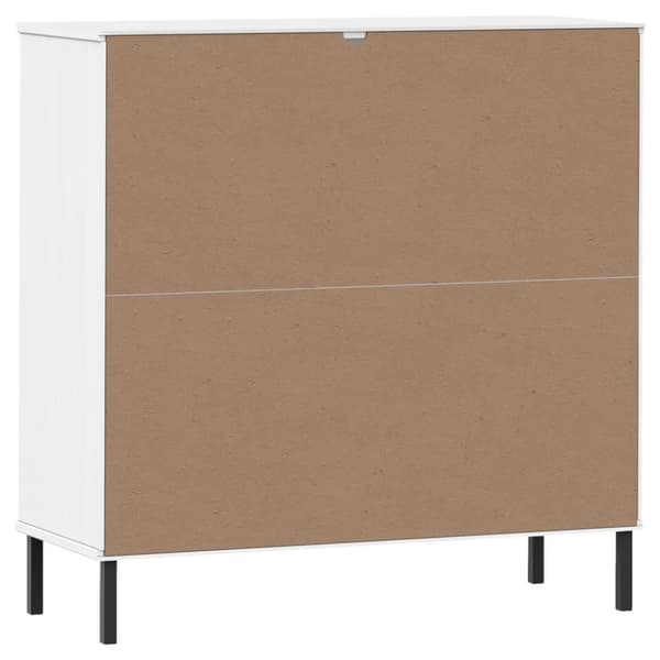 vidaXL bogskab med metalben OSLO 90x35x90,5 cm massivt træ hvid
