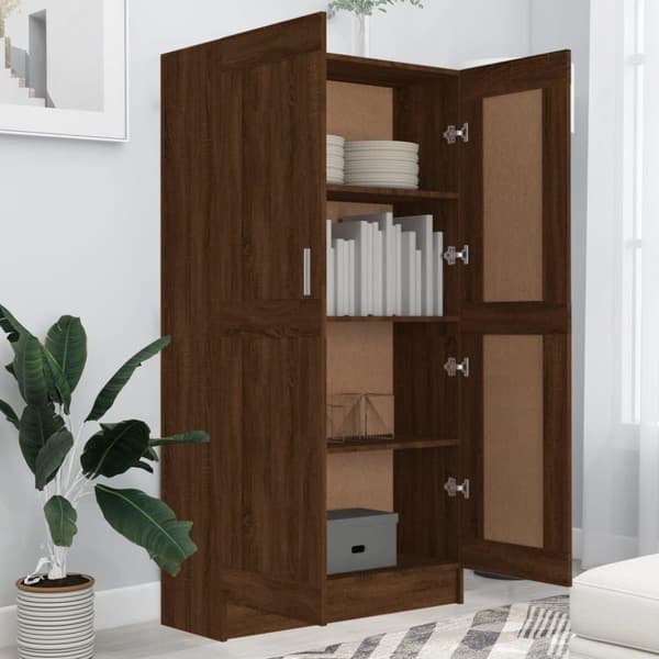 vidaXL bogreol 82,5x30,5x150 cm konstrueret træ brun egetræ