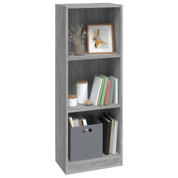 vidaXL bogreol med 3 hylder 40x24x109 cm konstrueret træ grå sonoma-eg