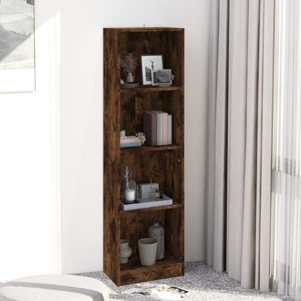 vidaXL bogreol m. 4 hylder 40x24x143 cm konstrueret træ røget egetræ