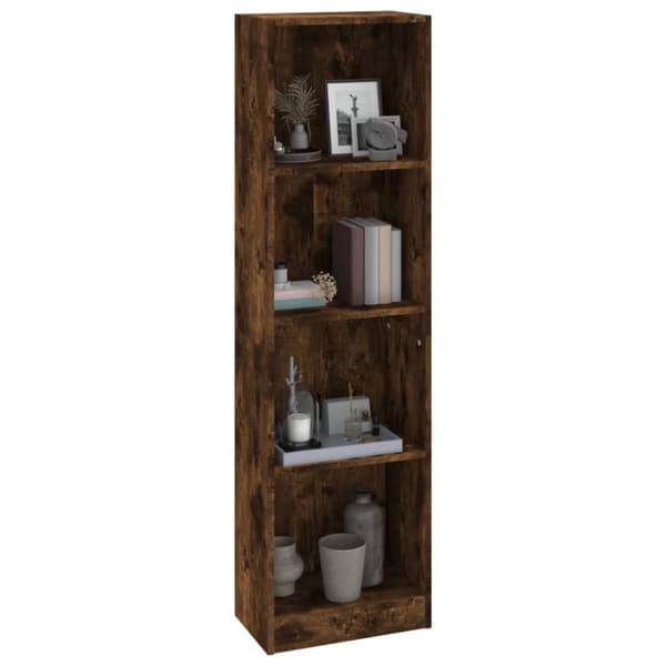 vidaXL bogreol m. 4 hylder 40x24x143 cm konstrueret træ røget egetræ