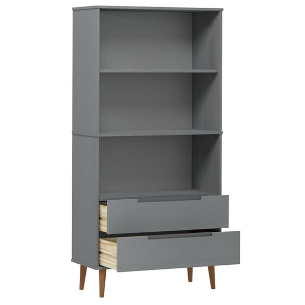 vidaXL bogreol MOLDE 85x35x170,5 cm massivt fyrretræ grå
