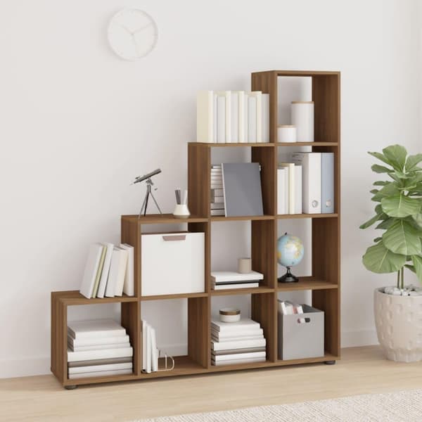 vidaXL Porraskirjahylly ruskea tammi 142 cm tekninen puu
