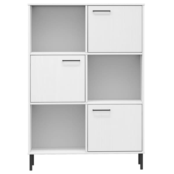 vidaXL bogskab med metalben OSLO 90x35x128,5 cm massivt træ hvid