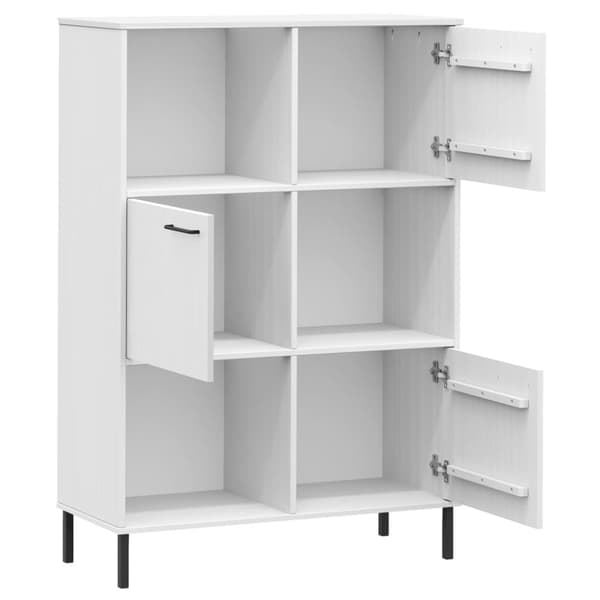 vidaXL bogskab med metalben OSLO 90x35x128,5 cm massivt træ hvid