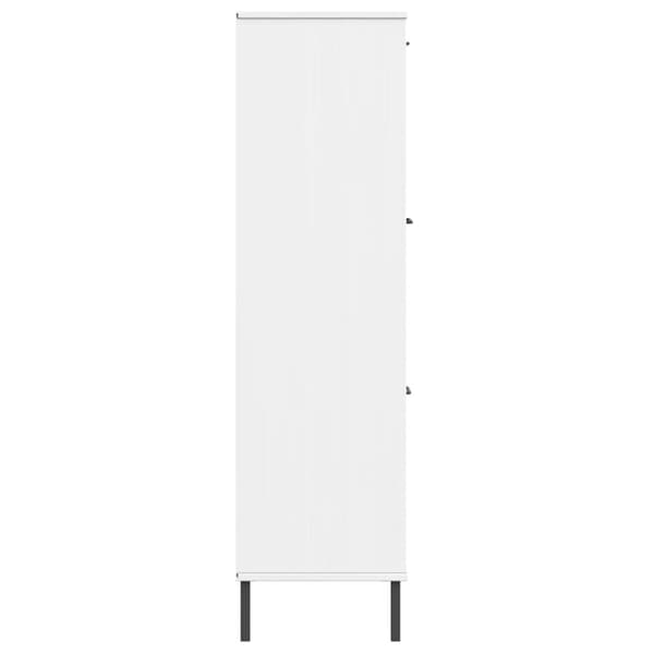 vidaXL bogskab med metalben OSLO 90x35x128,5 cm massivt træ hvid