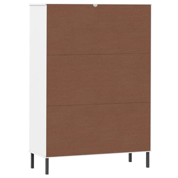 vidaXL bogskab med metalben OSLO 90x35x128,5 cm massivt træ hvid