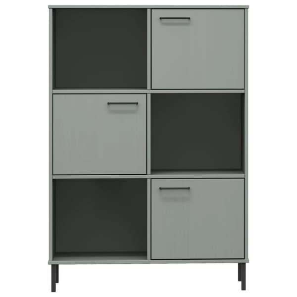 vidaXL bogskab med metalben OSLO 90x35x128,5 cm massivt træ grå