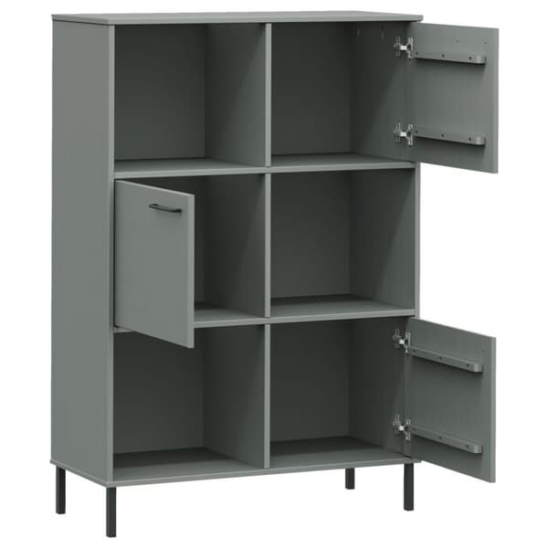 vidaXL bogskab med metalben OSLO 90x35x128,5 cm massivt træ grå