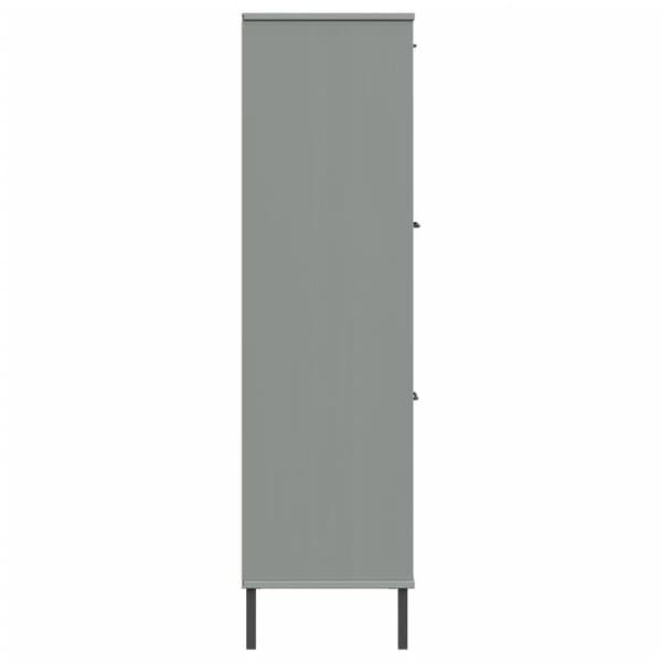 vidaXL bogskab med metalben OSLO 90x35x128,5 cm massivt træ grå