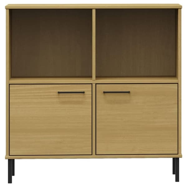 vidaXL bogskab med metalben OSLO 90x35x90,5 cm massivt træ brun