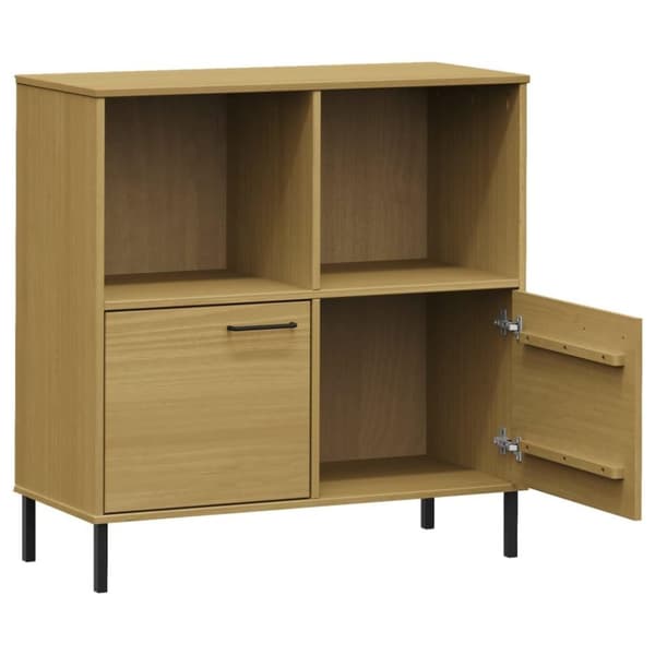 vidaXL bogskab med metalben OSLO 90x35x90,5 cm massivt træ brun